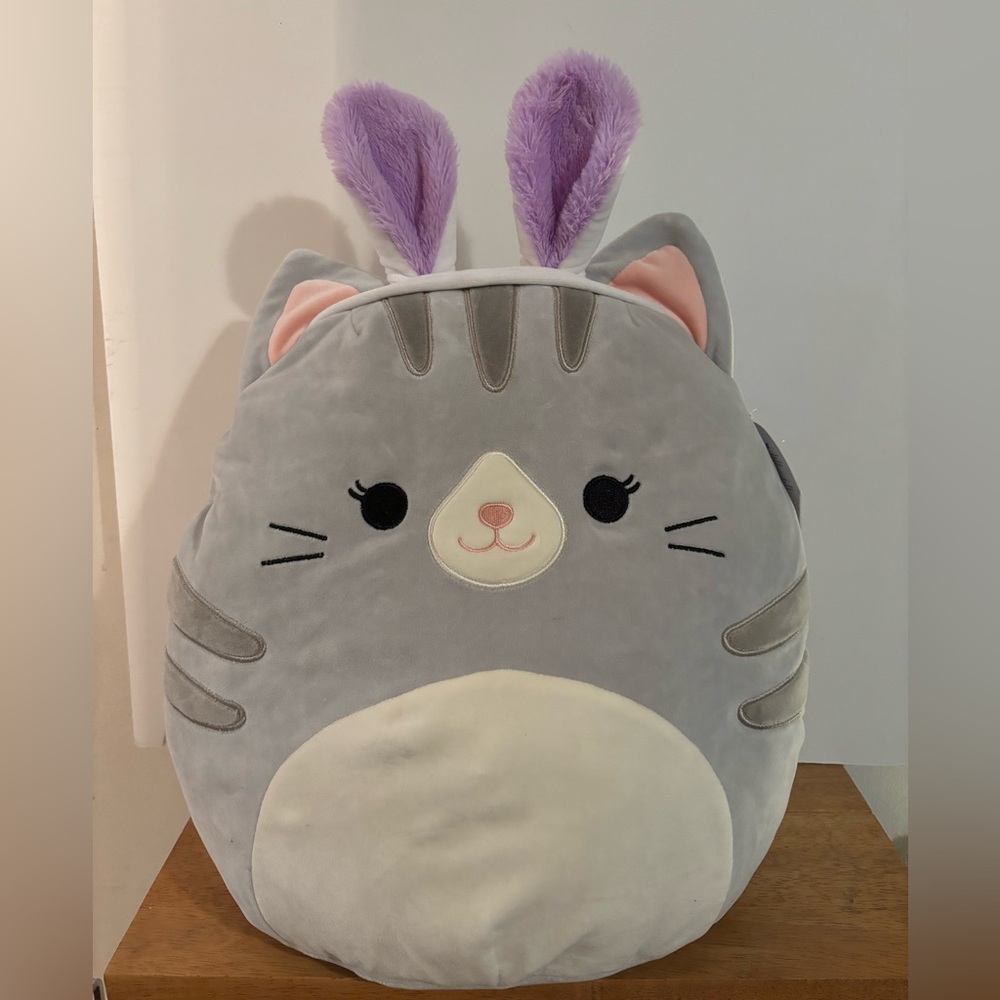 Squishmallows Tally Grey 2023 Cat with Bunny Ears Easter NWT 14”